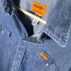 Mens Wrangler Fireproof Denim Button Down